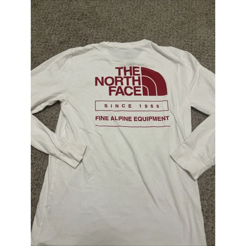 The North Face Fine Alpine Equipment Graphic T-shirt Men Red Long Sleeve Small
